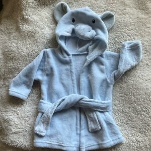 Baby Blue Elephant Hooded Kids Robe with Belt (0-9M)